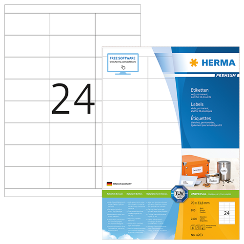 Etiketter Herma Premium 70x33,8 mm 2400/fp