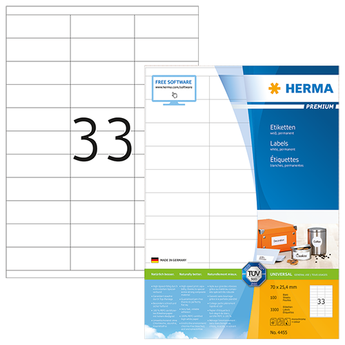 Etiketter Herma Premium 70x25,4 mm 3300/fp
