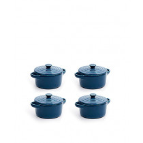 Minigrytor i keramik 4-pack blå