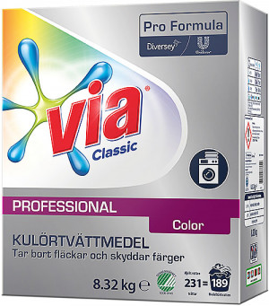 Tvättmedel Via Professional Plus Color parfymerad 8,32 kg